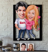 BK Gift Kişiye Özel Sevgililer Karikatürlü 3D Ahşap Tablo-5