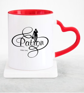 BK Gift Kişiye Özel Mesleki Patron Kırmızı Kalpli Kupa Bardak  3