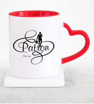 BK Gift Kişiye Özel Mesleki Patron Kırmızı Kalpli Kupa Bardak  3