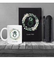 Kişiye Özel 8 Mart Dünya Kadınlar Günü Siluet  Baskılı Sİyah Defter Siyah Roller Kalem ve Kupa Seti