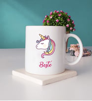 Unicorn Tasarımlı Kişiye Özel Unicorn Kupa Bardak ve Taş Bardak Altlığı Seti