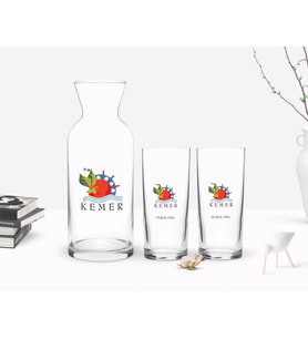 BK Gift Kişiye Özel Renkli Baskılı Kemer Tasarımlı Turistik İkili Rakı Bardağı ve Karaf Hediye Seti-1 (Beyaz)