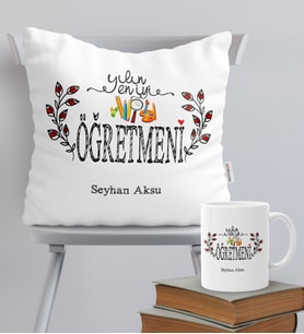BK Gift Kişiye Özel Yılın En İyi Öğretmeni Temalı Yastık Kupa Seti - 2