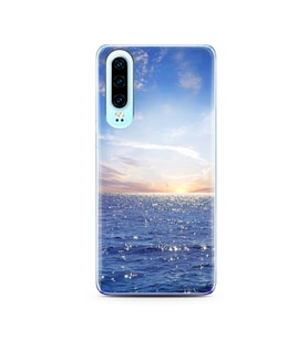Gün Batımı Tasarımlı Süper Şeffaf Silikon Telefon Kılıfı Huawei P30  