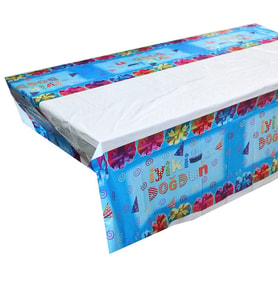 İyiki Doğdun Masa Örtüsü, Mavi -180,00 cm x 108,00 cm (STD)