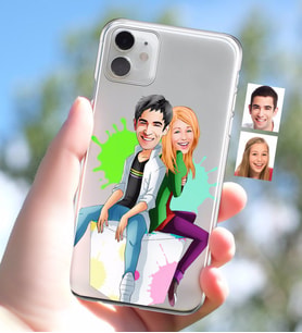 BK Gift Kişiye Özel Sevgililer Karikatürlü iPhone 11 İnce Şeffaf Silikon Telefon Kapağı-35 (Beyaz)