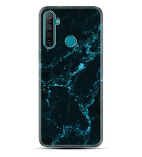 Kılıfland Realme 5İ Kılıf Silikon Resimli Kapak Koyu Mavi Mermer Stok 1297
