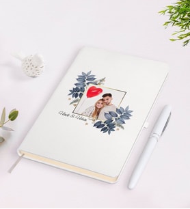 BK Gift Kişiye Özel Sevgililer Günü Temalı İsimli Fotoğraflı Beyaz Defter Kalem Seti-33