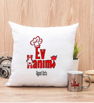 Ev Hanımı Yastık ve Silver Kupa Bardak