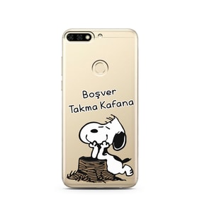 Snoopy Tasarımlı Süper Şeffaf Silikon Telefon Kılıfı Huawei Honor 7C- y7 2018 
