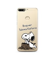 Snoopy Tasarımlı Süper Şeffaf Silikon Telefon Kılıfı Huawei Honor 7C- y7 2018 