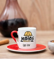 Jeoloji Mühendisi Kırmızı Türk Kahvesi Fincanı