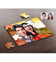 BK Gift Kişiye Özel Sevgililer Karikatürlü Ahşap Puzzle-1