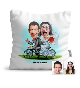 BK Gift Kişiye Özel Evleniyoruz Karikatür  Yastık  3