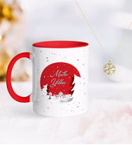 BK Gift Kişiye Özel Yılbaşı Mutlu Yıllar Kırmızı Kupa ve Kar Tanesi Kolye-1 (Model 1)