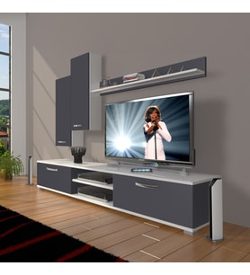 Decoraktiv Eko 7 Mdf Dvd Tv Ünitesi Tv Sehpası (Beyaz - Antrasit)
