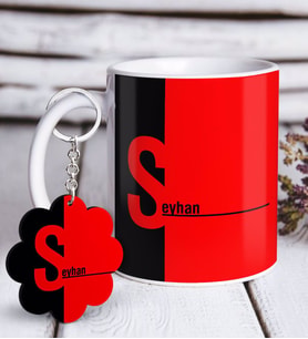 BK Gift Kişiye Özel İsimli Beyaz Kupa ve Anahtarlık Hediye Seti-14 (Model 1)