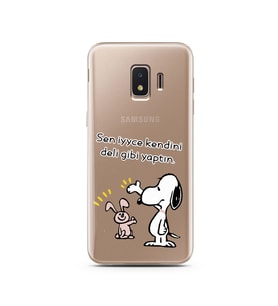 Snoopy Tasarımlı Süper Şeffaf Silikon Telefon Kılıfı Samsung J2 Core
