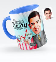 BK Gift Kişiye Özel Bay Ceo Karikatürlü Mavi Kupa Bardak  1