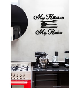 CajuArt Dekoratif My Kitchen My Rules Mutfak Duvar Dekoru Tablo (Siyah)