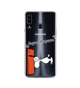 Snoopy Tasarımlı Süper Şeffaf Silikon Telefon Kılıfı Samsung A20s