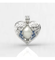 Canlı Midye İçinde Safir Melek İnci Kolye Seti AAA Kalite Akoya