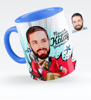 BK Gift Kişiye Özel Bay Patron Karikatürlü Mavi Kupa Bardak  2