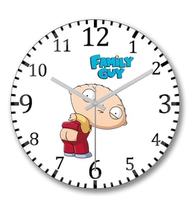 Family Guy Stewie Duvar Saati Bombeli Gercek Cam