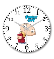 Family Guy Stewie Duvar Saati Bombeli Gercek Cam
