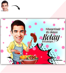 BK Gift Kişiye Özel Bay Mangalcı Karikatür Baskılı Yaş Pasta İçin Yenilebilir Şekerli Kağıt  1(Sadece Kağıt)