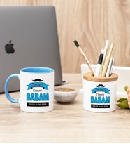 Canım Babam Mavi Kupa Bardak Ve Kalemlik Hediye Seti