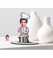 BK Gift Kişiye Özel Erkek Aşçı Karikatürlü Ahşap Biblo Model-1 (Beyaz)