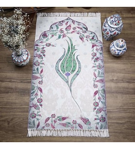 İnce Pamuk Seccade Yeşil - Lale 70x117 cm - 370 gr