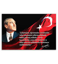 ''Güner Ofis'' Atatürk Tablosu Deri Üzerine Kanvas Tablo 80x130