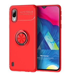 Microsonic Samsung Galaxy M10 Kılıf Kickstand Ring Holder Kırmızı