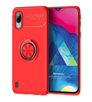 Microsonic Samsung Galaxy M10 Kılıf Kickstand Ring Holder Kırmızı