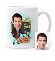 BK Gift Kişiye Özel Bay Öğretmen Karikatür Beyaz Kupa Bardak  2