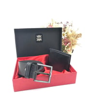 Mevsim Deri ® Kişiye Özel Erkek Deri Cüzdan Kemer Set (Siyah)