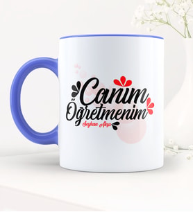 BK Gift Kişiye Özel Canım Öğretmenim Mavi Kupa Bardak - 3