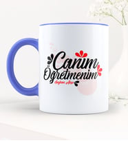 BK Gift Kişiye Özel Canım Öğretmenim Mavi Kupa Bardak - 3