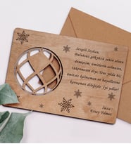 BK Gift Kişiye Özel Retro Ahşap Yılbaşı Tebrik Kartı  2