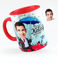 BK Gift Kişiye Özel Bay Borsacı Karikatürlü Kırmızı Kupa Bardak  1