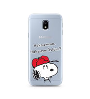 Snoopy Tasarımlı Süper Şeffaf Silikon Telefon Kılıfı Samsung J3 Pro