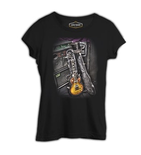 Müzik - Gitar Siyah Kadın Tshirt