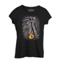 Müzik - Gitar Siyah Kadın Tshirt