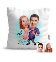 BK Gift Kişiye Özel Sevgililer Karikatür  Yastık  3
