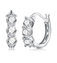 Monemel Swarovski Taşlı Halka Küpe - Beyaz Altın Kaplama- Sevgililer Günü Hediyesi