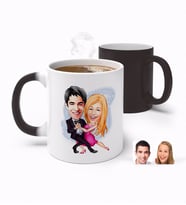 BK Gift Kişiye Özel Sevgililer Karikatürlü Sihirli Kupa Bardak-13 (Beyaz)