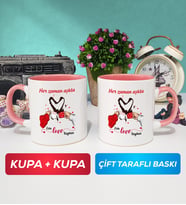 İkili Sevgiliye Sevgililer Günü Hediyesi 10 Kupa Bardak Pembe