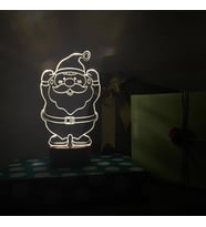 Noel Baba Figürlü Dekoratif Hediye Led Masa Lambası 7 Işık Rengi Ahşap Taban